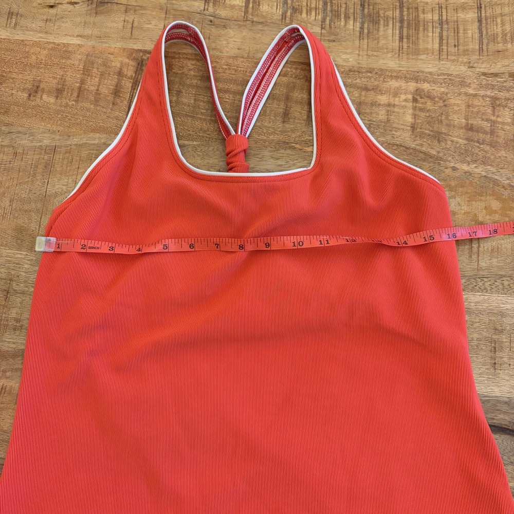 Lands End Tankini Top Women 16 Swimsuit Ribbed Racerback Built in Bra Modest - Picture 7 of 8